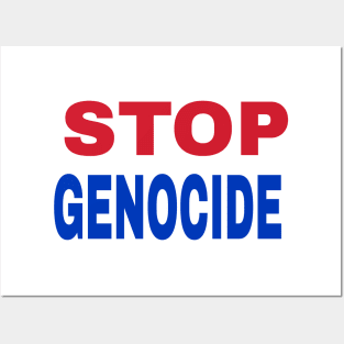 STOP GENOCIDE- Red, White & Blue - Front Posters and Art